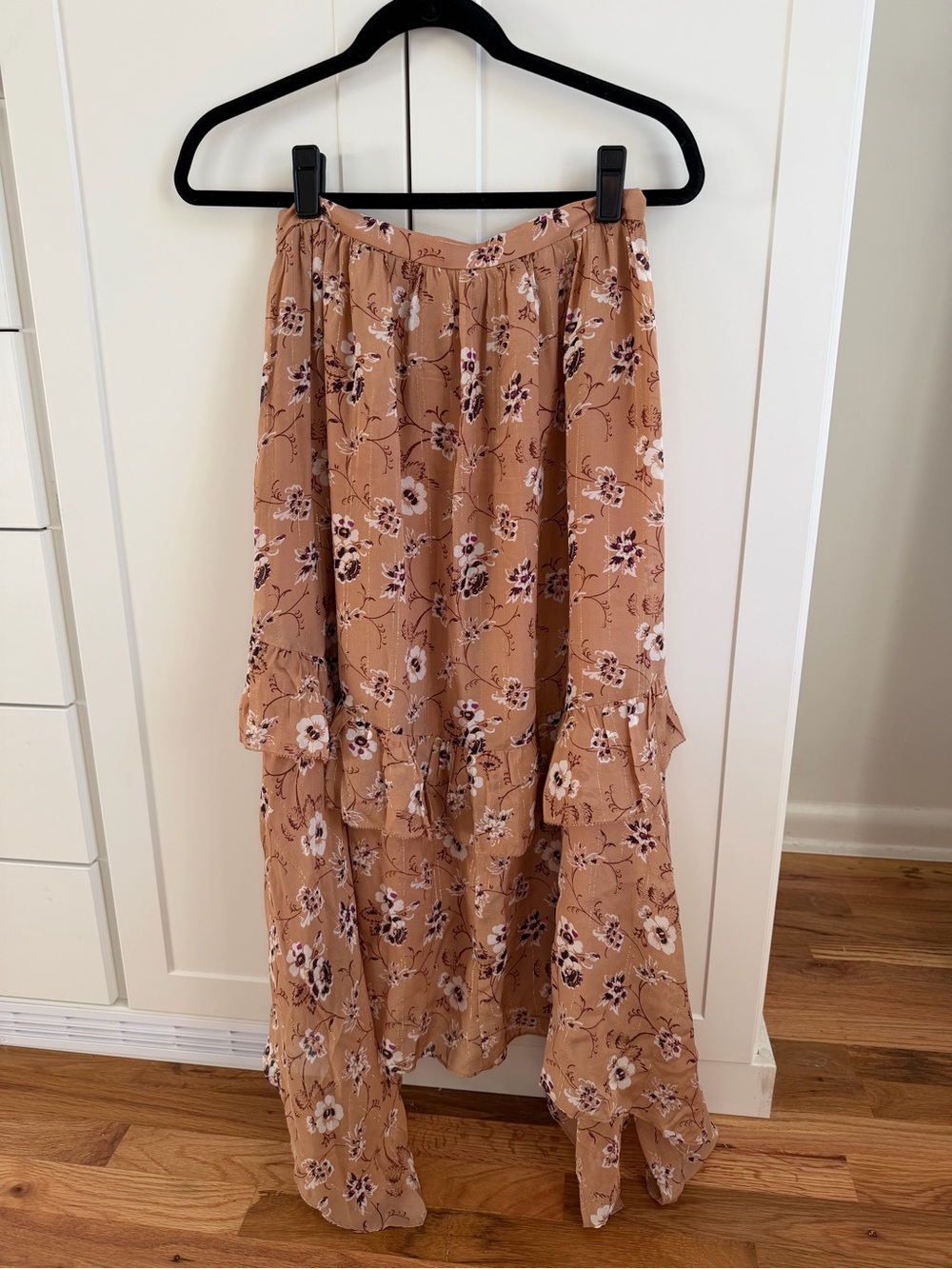 Ulla Johnson Torri Silk Floral Tiered Ruffle Skirt, size 4, NWT
